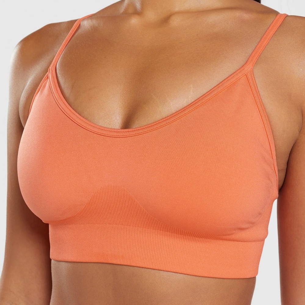 Gymshark Vibrant Orange Sports Bra and Shorts Set - Picture 4 of 5